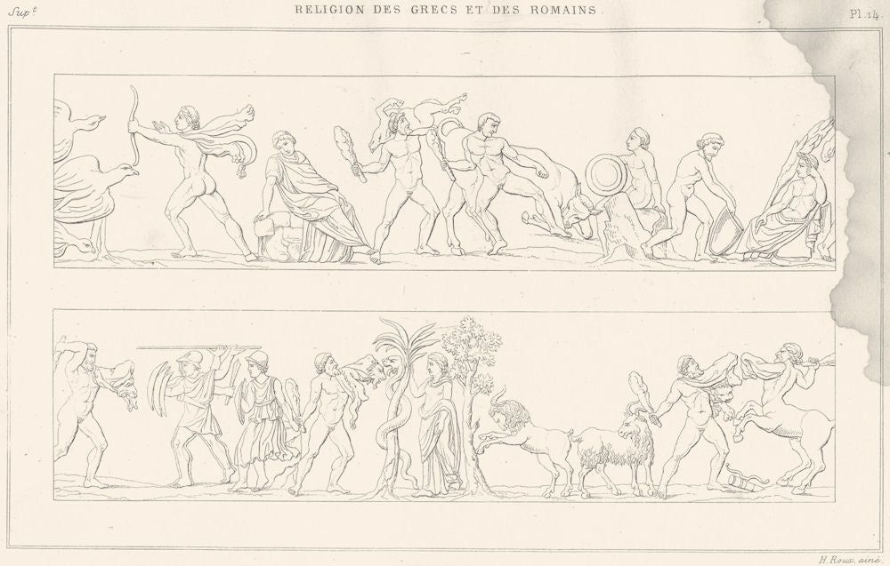 GREECE. Religion Grecs Romains. travaux d'Hercule Hercules 1879 old print